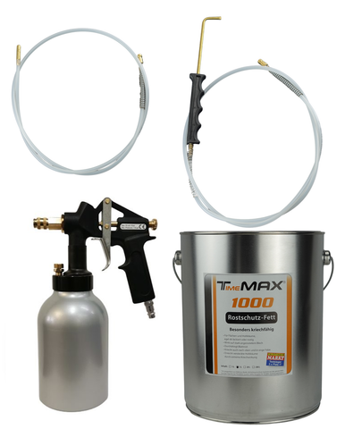 TimeMAX - Komplett Set - 5L 1000er Rostschutzfett mit Druckbecherpistole und Zubehör