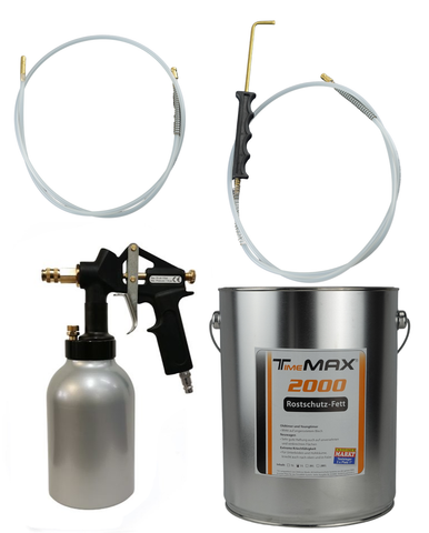 TimeMAX - Komplett Set - 5L 2000er Rostschutzfett mit Druckbecherpistole und Zubehör