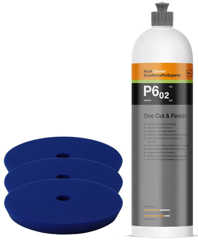 Koch Chemie - P6.02 One Cut - One Step Politur - 1000ml - Set mit 3 Pads 125mm - ADVANTUSE - Autopflegeshop