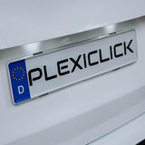 Plexiclick - Kennzeichenhalter (schwarz und transparent) je ein Set für zwei Kennzeichen - ADVANTUSE - Autopflegeshop