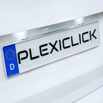 Plexiclick - Kennzeichenhalter (schwarz und transparent) je ein Set für zwei Kennzeichen - ADVANTUSE - Autopflegeshop