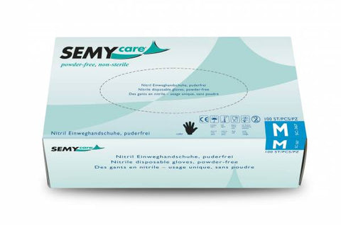 Semy Care - Einmalhandschuhe Nitril - Größe M schwarz - 100 Stk. (1 Box) - ADVANTUSE - Autopflegeshop